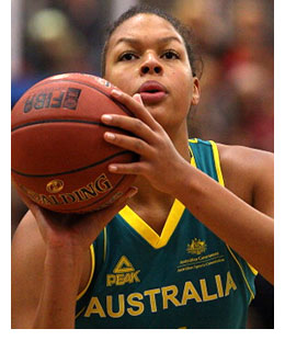 Elizabeth Cambage representing Australia in the Opals Basketball Team