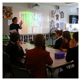 Student from Siena College studying in class