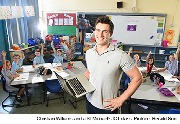 Christian Williams and a St Michael's ICT class. Picture: Herald Sun
