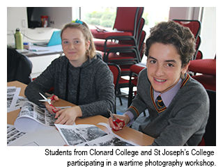 Students from Clonard College and St Joseph's College participating in a wartime photography workshop.