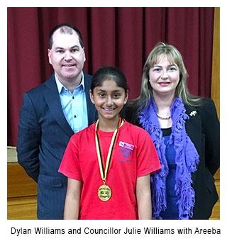 2016 NAIDOC medal winner Areeba with Councillor Julie Williams and Dylan Williams representing NAIDOC and the Prime Minister's Office