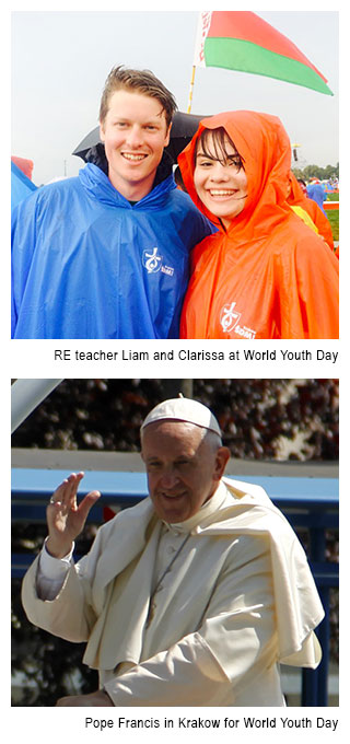 Marymede RE teacher Liam McCormack and student Clarissa at World Youth Day 2016
