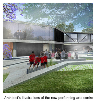 Architect's illustration of new performing arts centre being built at Caroline Chisholm Catholic College