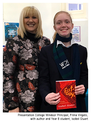 Presentation College Windsor principal Filina Virgato with author (and Year 8 student) Isobel Stuart