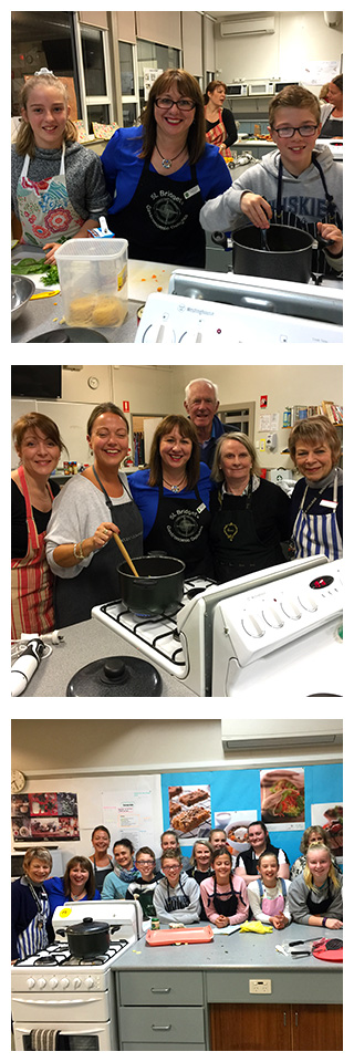 Image of students and parents from St Bridget’s School, Greythorn, together with students and staff from Siena College, Camberwell, attending the very first ‘Food Bank Cook Off’ at Siena College.