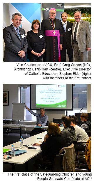 Safeguarding Children and Young People Graduate Certificate launch with Professor Greg Craven, Archbishop Hart and Executive Director of Catholic Education Stephen Elder