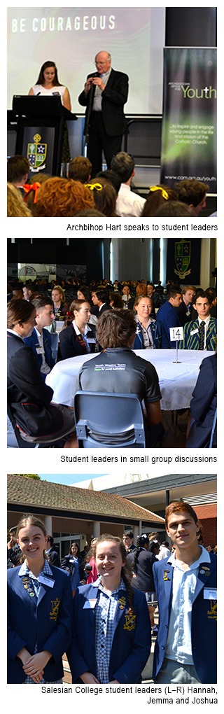 Archbishop Hart addressing young leaders at the Archbishop's Conversation with student leaders