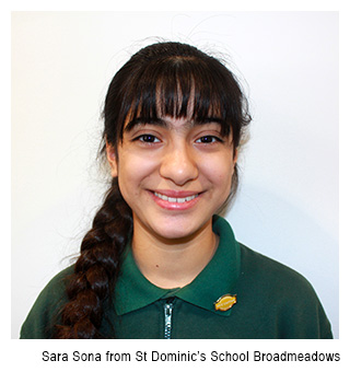 Sara Sona from St Dominic’s School in Broadmeadows