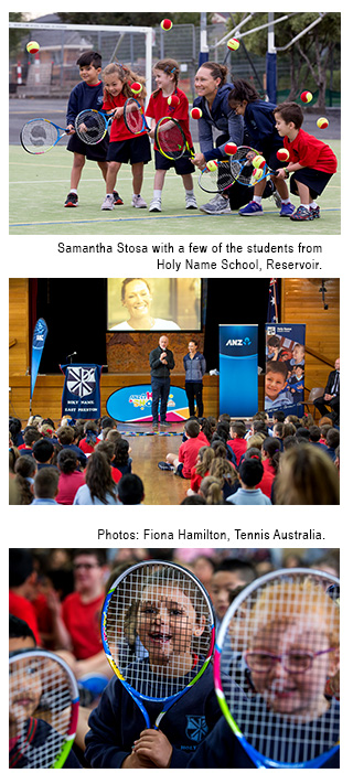 Samantha Stosa with a few of the students from Holy Name School, Reservoir.