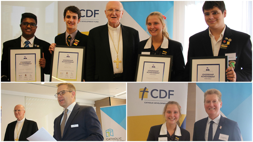 Image of the Archbishop and students with their awards