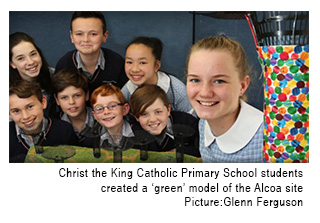 Christ the King Catholic Primary School students created a ‘green’ model of the Alcoa site Picture:Glenn Ferguson