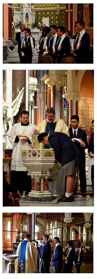 Students from Simonds Catholic College, West Melbourne,being welcomed into the Catholic faith at St Mary Star of the Sea Church in West Melbourne