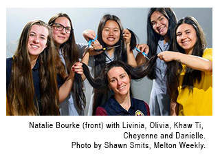 Natalie Bourke (front) with Livinia, Olivia, Khaw Ti, Cheyenne and Danielle. Photo by Shawn Smits, Melton Weekly.