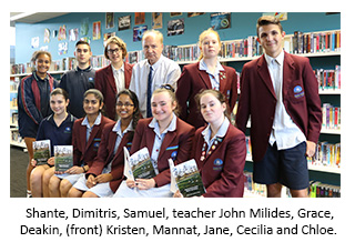 Shante, Dimitris, Samuel, teacher John Milides, Grace, Deakin, (front) Kristen, Mannat, Jane, Cecilia and Chloe.