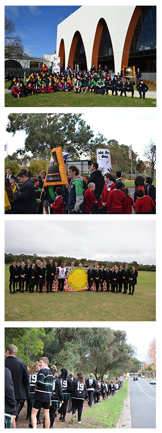 Students walking in solidarity with their Aboriginal and Torres Strait Islander students to support National Reconciliation Week