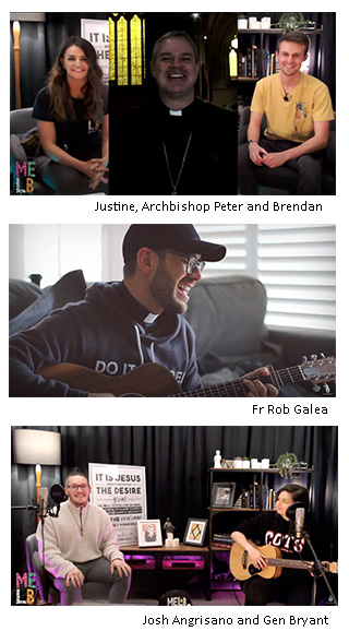 Image 1 - Justine, Archbishop Peter and Brendan, Image 2 - Fr Rob Galea, Image 3 - Josh Angrisano and Gen Bryant