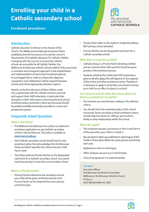 Screenshot of the enrolment PDF