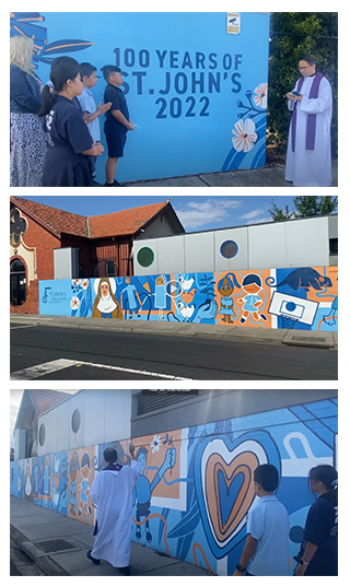 mural celebrating 100 years of St John’s School, Footscray.