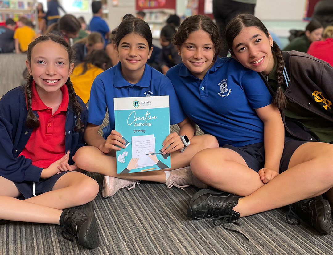 students with the creative anthology book