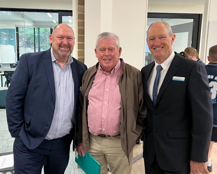 Peter Vanstan (MACS Regional Leadership Consultant), Laurie Hally (Foundation Principal) and Principal Vince Bumpstead at the opening and blessing.
