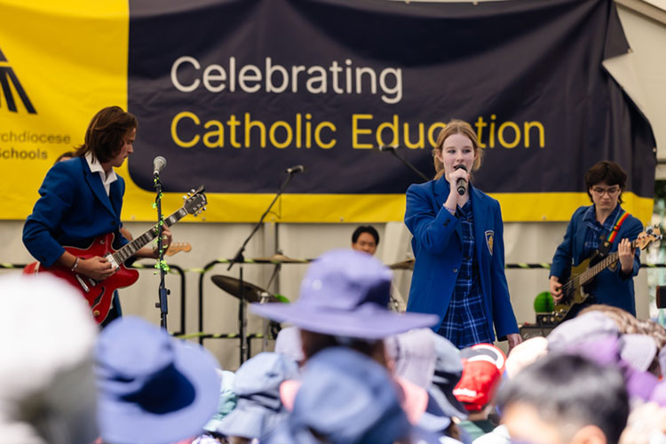 School band performing for the Concert in the Park