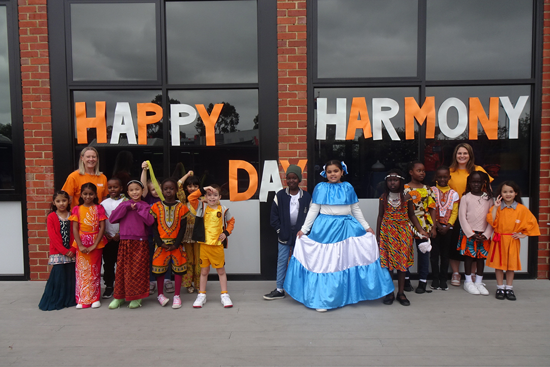 students celebrating harmony day