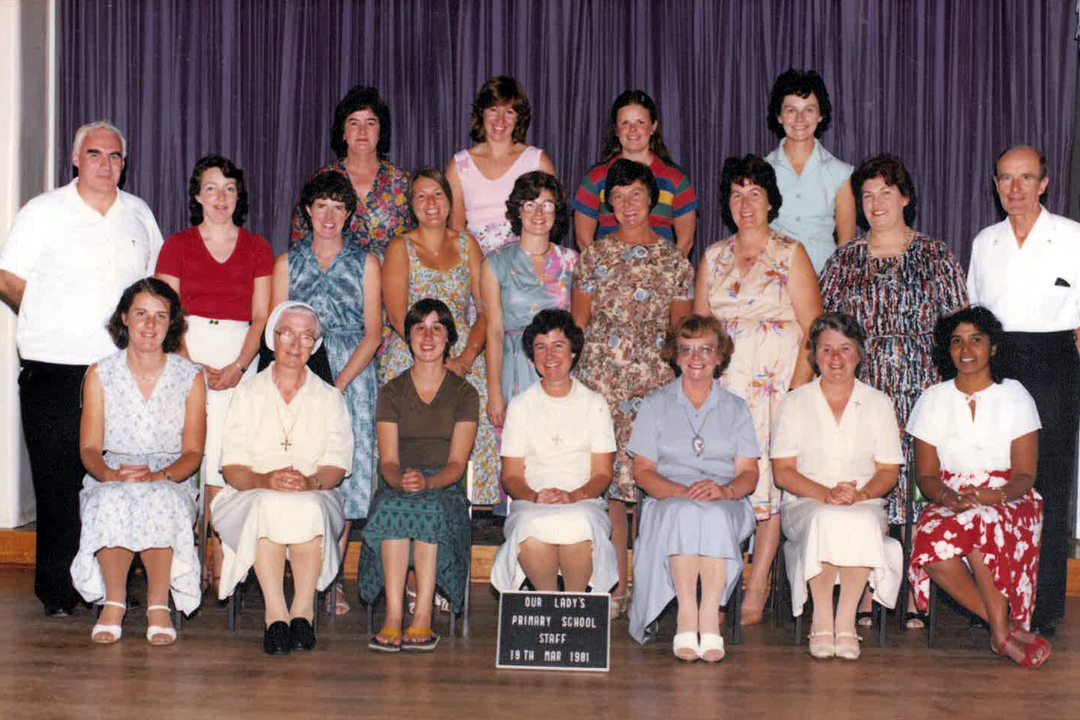 Therese Taggart and Our Lady Of Perpetual Help School colleagues, 1981.