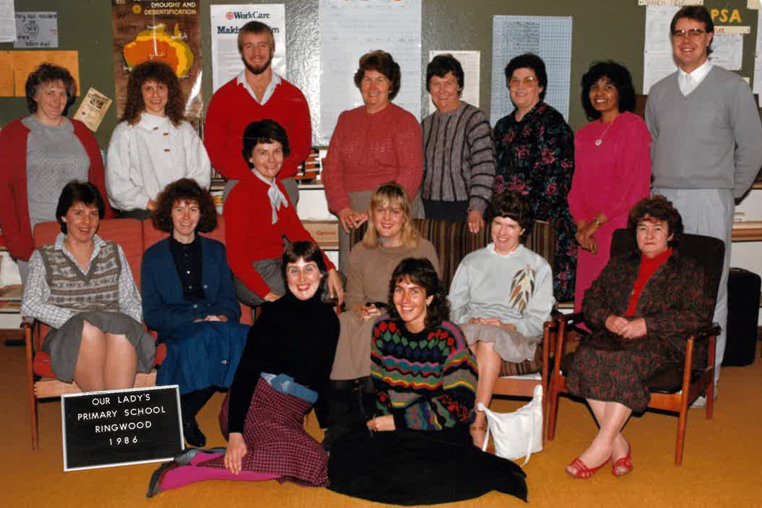 Therese Taggart and Our Lady Of Perpetual Help School colleagues, 1986.