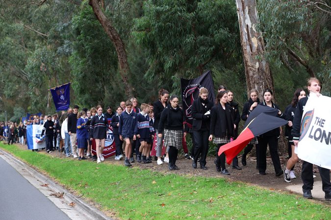 students taking part in the Aquinas Long Walk